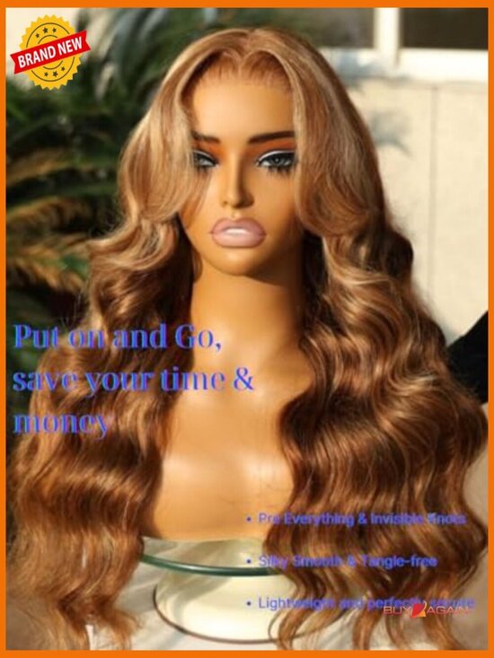 Pre Cut Body Wave Lace Front Wig Drawstring Human Hair 16inch main image 6